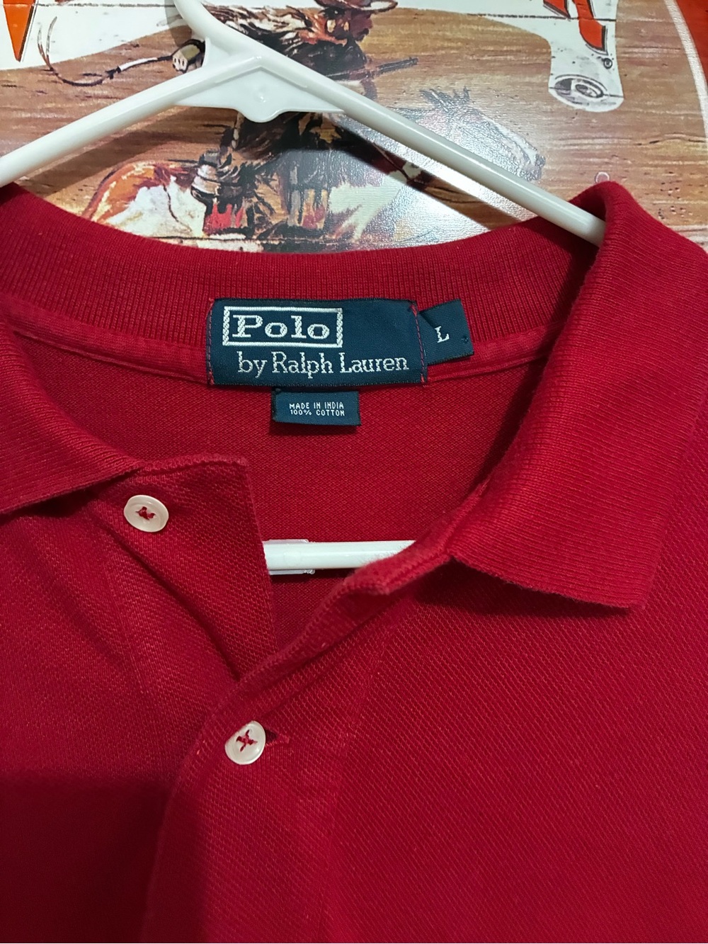 Ralph Lauren Long-Sleeve Polo Shirt in Deep Red with Blue Logo - Picture 6 of 6